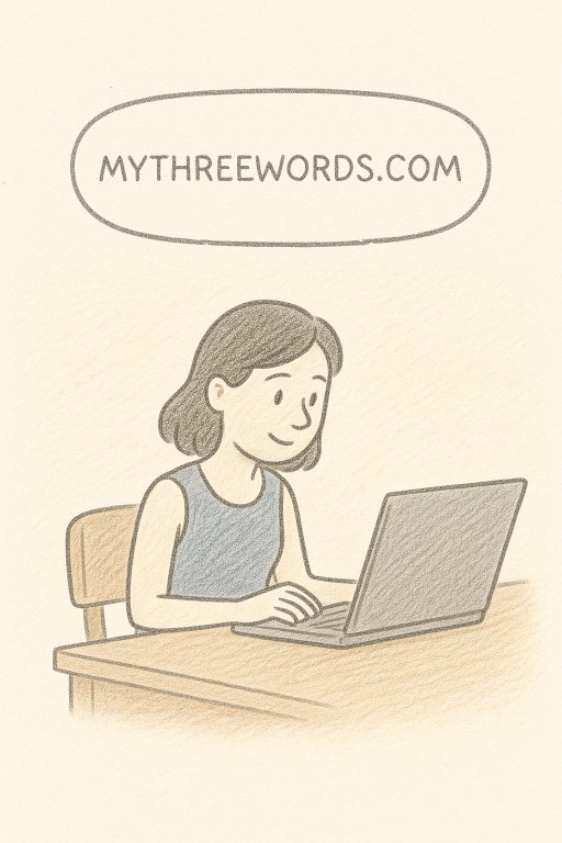 At a computer, they visit mythreewords.com